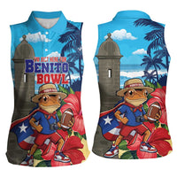 Puerto Rico Coquí Frog Women Sleeveless Polo Shirt Benito Bowl Halftime Show