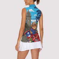 Puerto Rico Coquí Frog Women Sleeveless Polo Shirt Benito Bowl Halftime Show