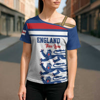 Custom England Three Lions Cross Shoulder Shirt Vintage Stripe Football Fan