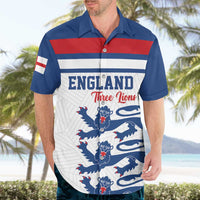 Custom England Three Lions Hawaiian Shirt Vintage Stripe Football Fan
