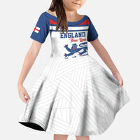 Custom England Three Lions Kid Short Sleeve Dress Vintage Stripe Football Fan