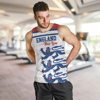 Custom England Three Lions Men Tank Top Vintage Stripe Football Fan