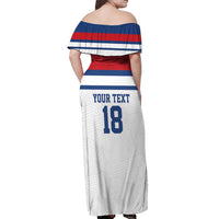 Custom England Three Lions Off Shoulder Maxi Dress Vintage Stripe Football Fan
