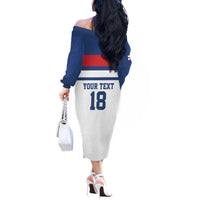 Custom England Three Lions Off The Shoulder Long Sleeve Dress Vintage Stripe Football Fan