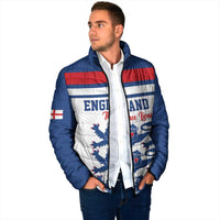 Custom England Three Lions Padded Jacket Vintage Stripe Football Fan