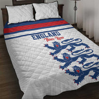 England Three Lions Quilt Bed Set Vintage Stripe Football Fan