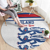 England Three Lions Round Carpet Vintage Stripe Football Fan