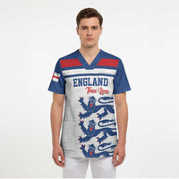 Custom England Three Lions Scrub Top Vintage Stripe Football Fan