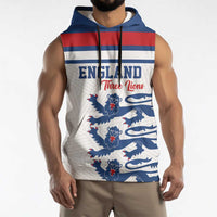 Custom England Three Lions Sleeveless Hoodie Vintage Stripe Football Fan
