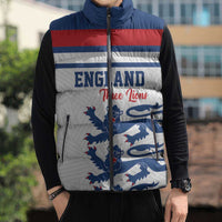 Custom England Three Lions Sleeveless Puffer Jacket Vintage Stripe Football Fan