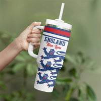 Custom England Three Lions Tumbler With Handle Vintage Stripe Football Fan