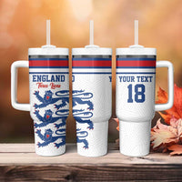 Custom England Three Lions Tumbler With Handle Vintage Stripe Football Fan