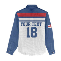 Custom England Three Lions Women Casual Shirt Vintage Stripe Football Fan