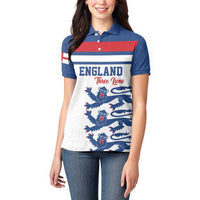 Custom England Three Lions Women Polo Shirt Vintage Stripe Football Fan