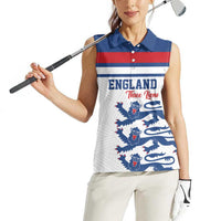 Custom England Three Lions Women Sleeveless Polo Shirt Vintage Stripe Football Fan