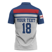 Custom England Three Lions Zipper Polo Shirt Vintage Stripe Football Fan