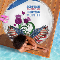 Scottish American Heritage Month Beach Blanket Thistle And American Eagle