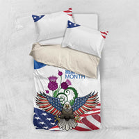 Scottish American Heritage Month Bedding Set Thistle And American Eagle