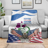 Scottish American Heritage Month Blanket Thistle And American Eagle