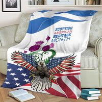 Scottish American Heritage Month Blanket Thistle And American Eagle