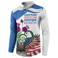 Scottish American Heritage Month Button Sweatshirt Thistle And American Eagle