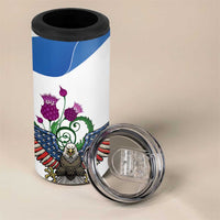 Scottish American Heritage Month 4 in 1 Can Cooler Tumbler Thistle And American Eagle