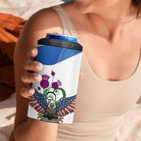 Scottish American Heritage Month 4 in 1 Can Cooler Tumbler Thistle And American Eagle