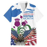 Scottish American Heritage Month Family Matching Long Sleeve Bodycon Dress and Hawaiian Shirt Thistle And American Eagle