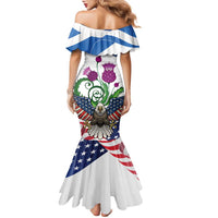 Scottish American Heritage Month Family Matching Mermaid Dress and Hawaiian Shirt Thistle And American Eagle