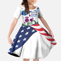 Scottish American Heritage Month Family Matching Off Shoulder Maxi Dress and Hawaiian Shirt Thistle And American Eagle