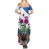 Scottish American Heritage Month Family Matching Summer Maxi Dress and Hawaiian Shirt Thistle And American Eagle