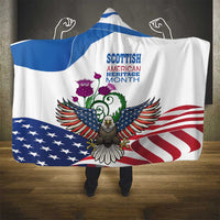 Scottish American Heritage Month Hooded Blanket Thistle And American Eagle