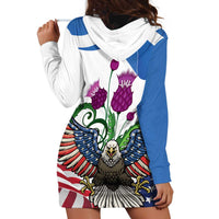 Scottish American Heritage Month Hoodie Dress Thistle And American Eagle
