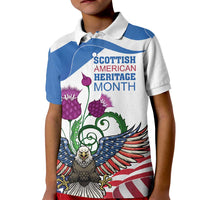 Scottish American Heritage Month Kid Polo Shirt Thistle And American Eagle