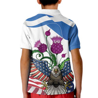 Scottish American Heritage Month Kid Polo Shirt Thistle And American Eagle