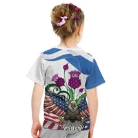 Scottish American Heritage Month Kid T Shirt Thistle And American Eagle