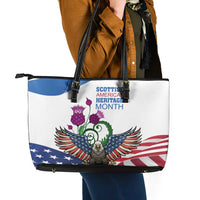 Scottish American Heritage Month Leather Tote Bag Thistle And American Eagle