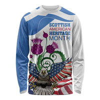 Scottish American Heritage Month Long Sleeve Shirt Thistle And American Eagle