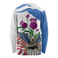 Scottish American Heritage Month Long Sleeve Shirt Thistle And American Eagle