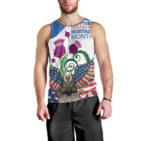 Scottish American Heritage Month Men Tank Top Thistle And American Eagle