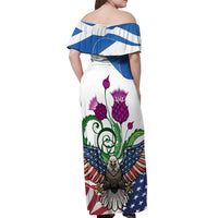 Scottish American Heritage Month Off Shoulder Maxi Dress Thistle And American Eagle