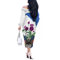 Scottish American Heritage Month Off The Shoulder Long Sleeve Dress Thistle And American Eagle