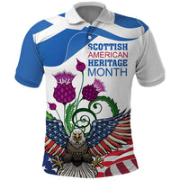 Scottish American Heritage Month Polo Shirt Thistle And American Eagle