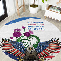 Scottish American Heritage Month Round Carpet Thistle And American Eagle