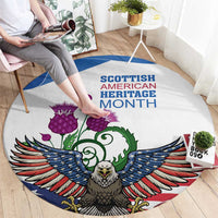 Scottish American Heritage Month Round Carpet Thistle And American Eagle