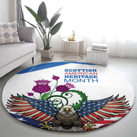 Scottish American Heritage Month Round Carpet Thistle And American Eagle