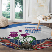Scottish American Heritage Month Round Carpet Thistle And American Eagle