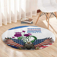 Scottish American Heritage Month Round Carpet Thistle And American Eagle