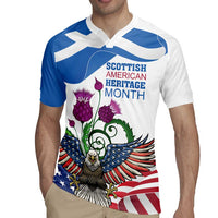 Scottish American Heritage Month Rugby Jersey Thistle And American Eagle