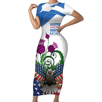 Scottish American Heritage Month Short Sleeve Bodycon Dress Thistle And American Eagle